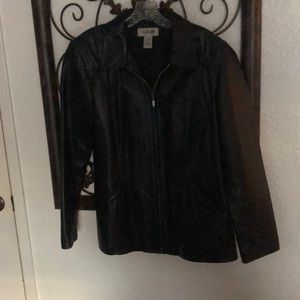 Womens size Large black Alfani Genuine Leather Luxury Jacket WPL 8046